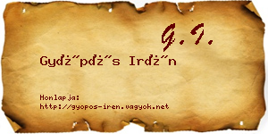 Gyöpös Irén névjegykártya